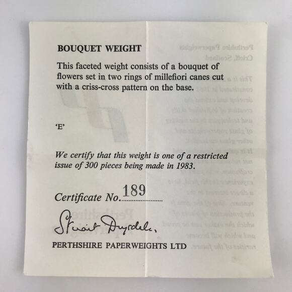 Perthshire 1983E Bouquet Lampwork Flowers Millefiori Faceted Paperweight Cert - Picture 10 of 16